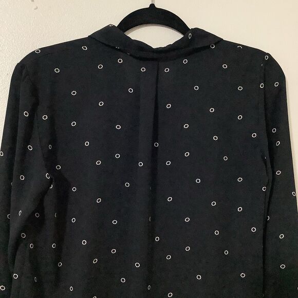 H&M Black Preppy Twee Retro Back to School Lightweight Button Down Shirt Size 4 - Picture 6 of 7